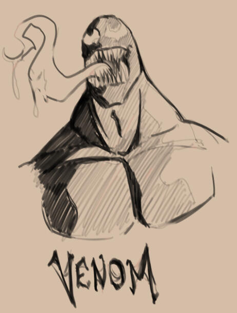 A fast Clipstudio sketch of Marvel's Venom.