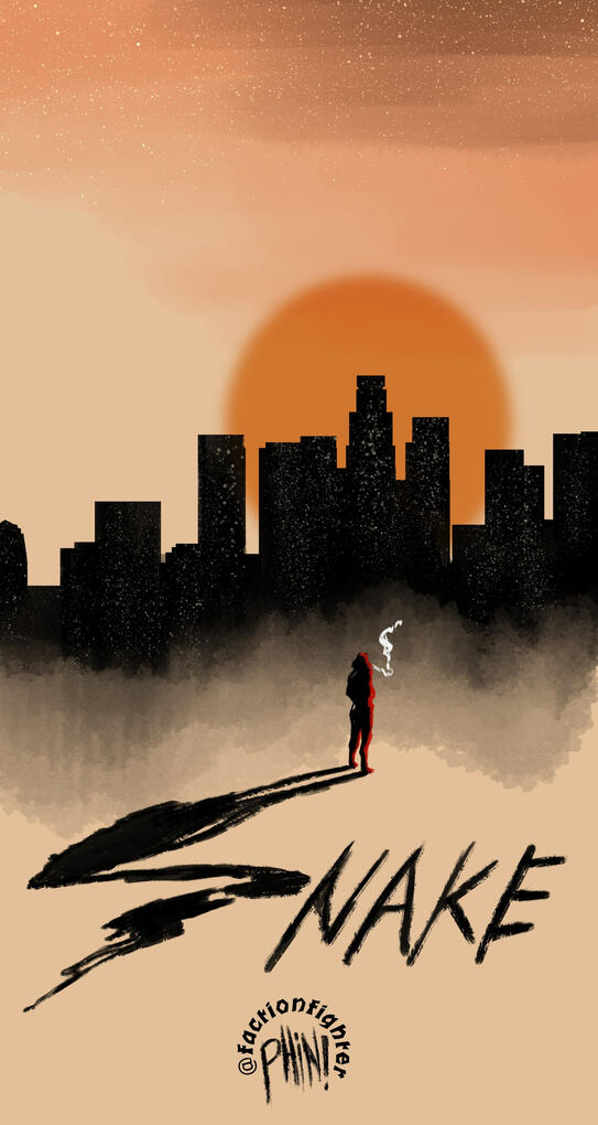 Snake Plissken enjoying a smoke and the sunrise.